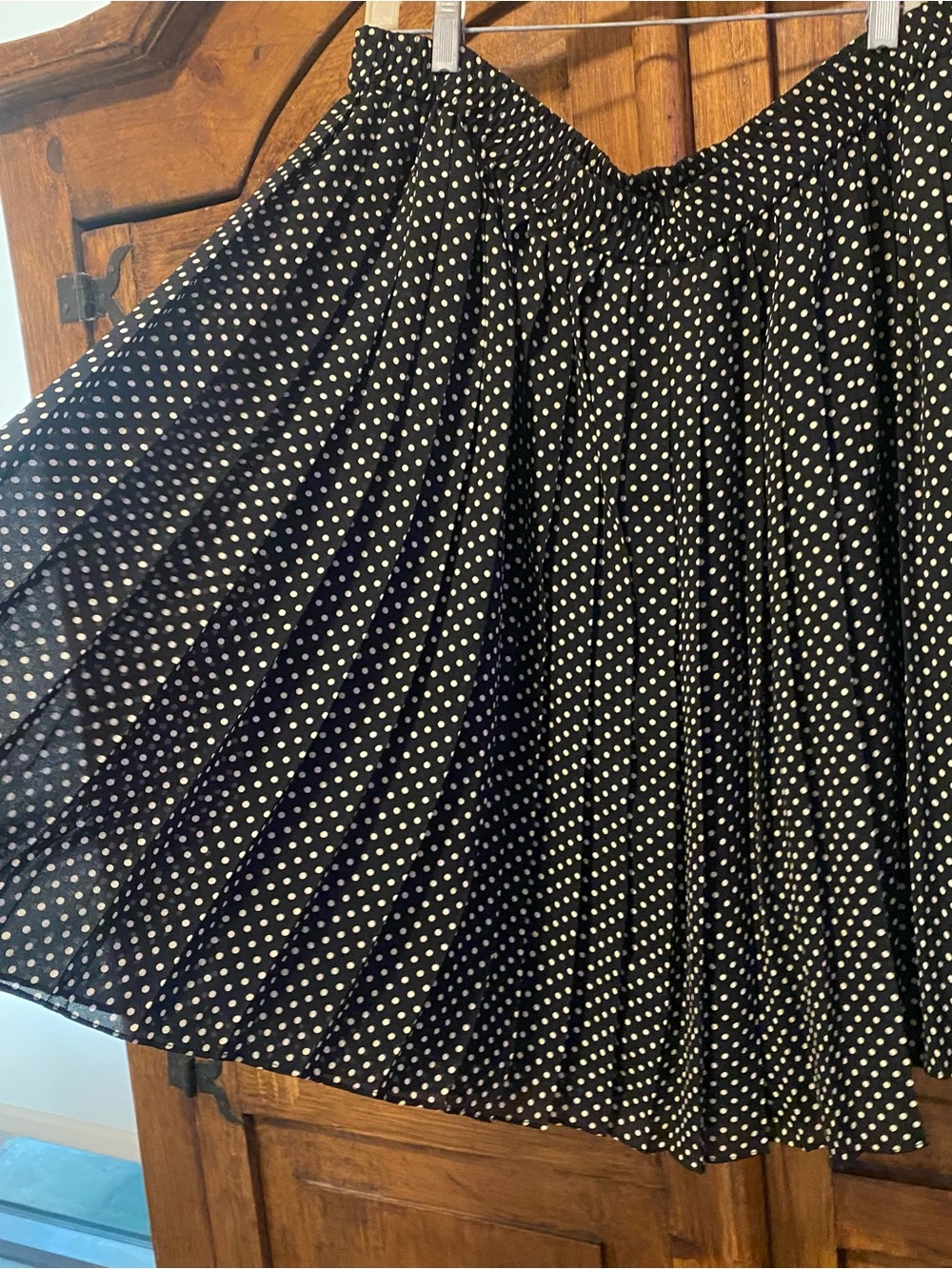 Chaus Pleated Swing Skirt with White Polka Dots 3X